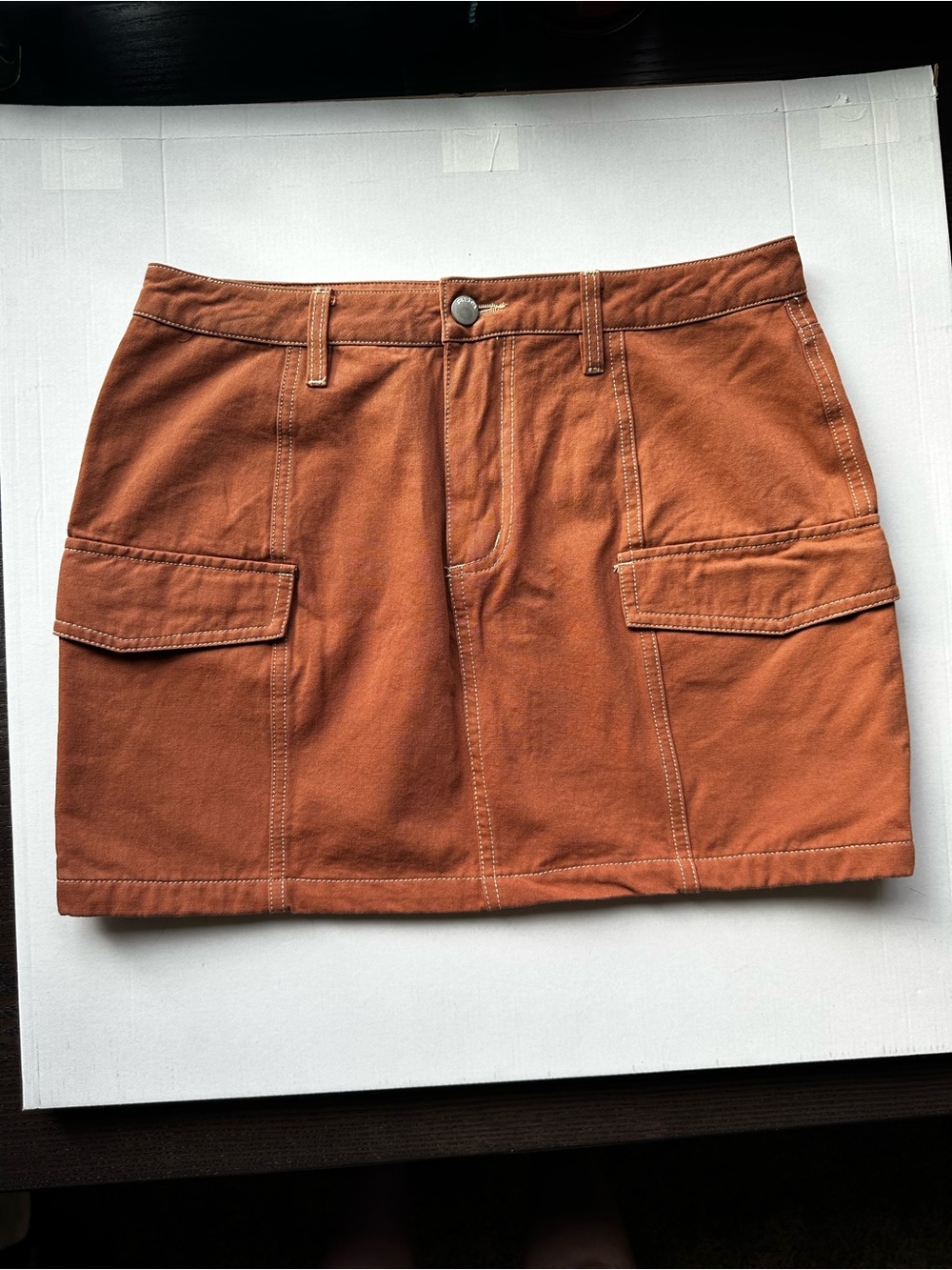 RSQ Rust Brown Utility Pocket Mini Skirt Preppy Fall Size Large